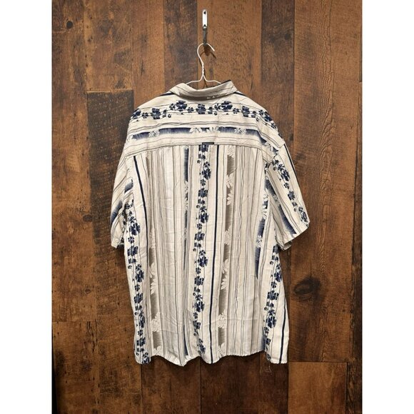 Vintage Point Zero Men’s Button Up Short Sleeve Shirt Blue White 2X EUC - Picture 3 of 6